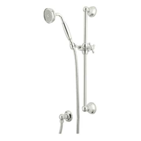 Hand Shower Hose Bar And Outlet Set, Polished Nickel, Wall